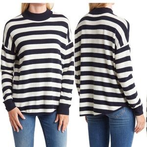 Madewell Ashbury Kelsey Stripe Mock Neck Sweater - Medium